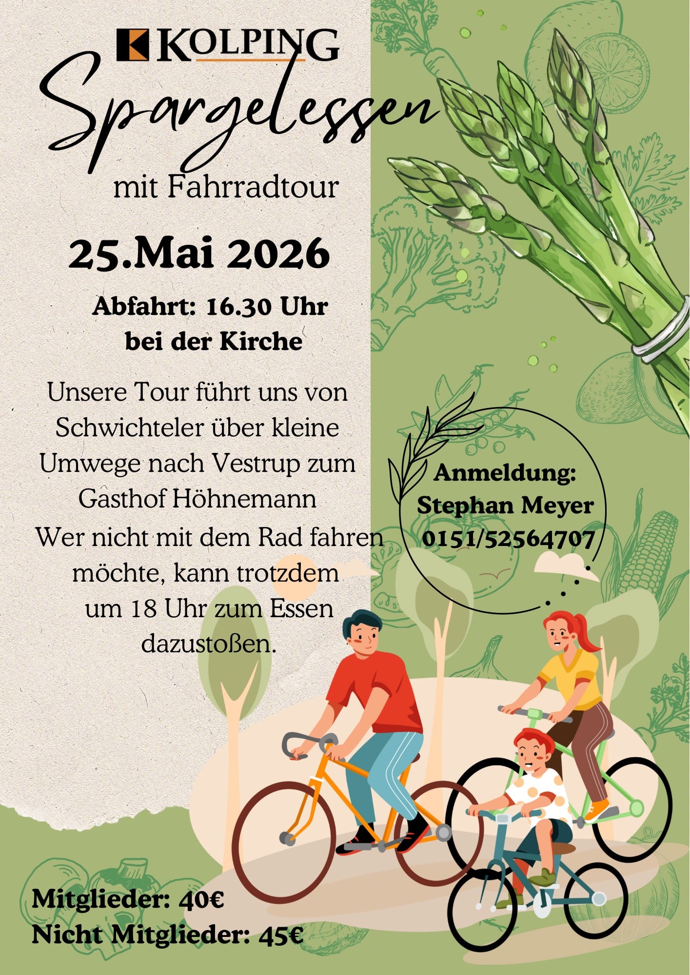 Kolping-Spargelessen mit Fahrradtour